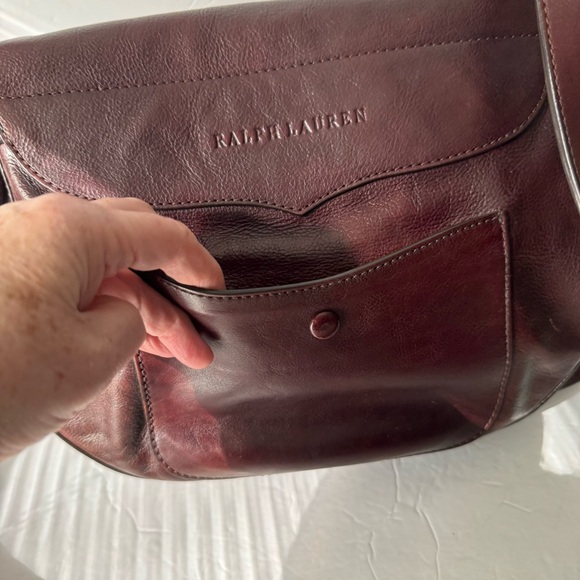 Ralph Lauren Studded Brown Saddle Bag - Picture 4 of 16